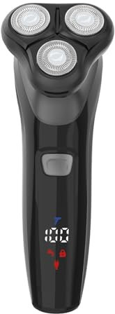 Carmen C81209 Hydra Men’s Professional IPX7 Triple Headed Rotary Shaver with LED Display, 3D Multi-Flex Pivot Rotary Blades with Pop-up Trimmer, Two Speed Settings and 90 Minute Quick Charge, Black