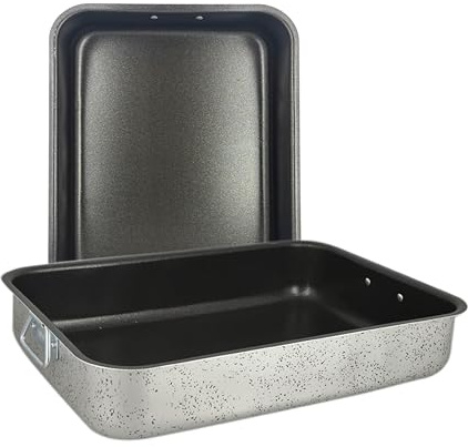 MA MAISON Teglia da Forno Rettangolare - Rostiera per Lasagne Pirofila Universale - Per Arrostire Per Infornare Rivestimento Antiaderente + Antigraffio con Manici