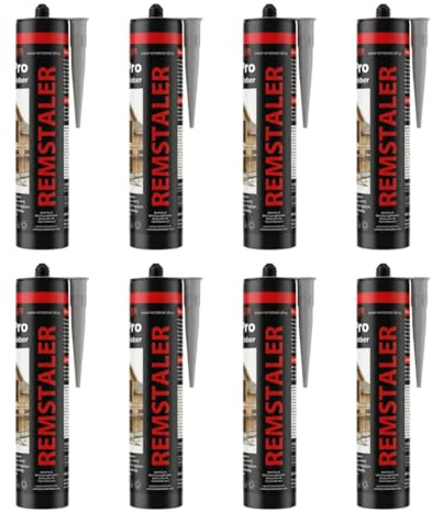 8x Remstaler MONTAGEKLEBER | Klebstoff für Beton, Holz, Metall u. Fliesen | Universalkleber - extra STARK | Innen- und Außenbereich | Wasserfest | verscheidene Farben (schwarz)