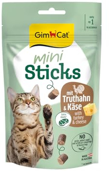 GimCat Mini Sticks Truthahn & Käse - Kleine Häppchen für besonderen Genuss - 1 Beutel (1 x 50 g)