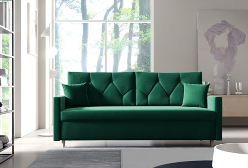 Schlafsofa 3-Sitzer, Bettkasten, Schlaffunktion, Kronos Premiumstoff, Grün