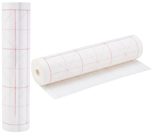 PH PandaHall Chinesische Kalligraphie Xuan Papier, Reispapier Pinsel Schreiben Sumi Papiere mit Gittern für Anfänger Student Kanji Kalligraphie Praxis Frühlingsfest, 10 cm/Gitter, 35cm×50m, Weiß