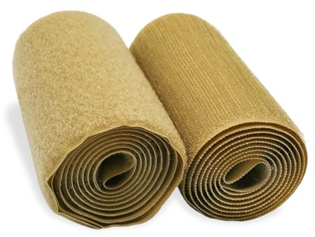 Coyote Tan Hook and Loop Tape 4 inch Wide Non-Adhesive 1 Yard Length Sew On Nylon Fabric Fastener Tape Strong Grip Roll Ideal for Military Gear Uniform Clothes Bags Shoes Pants DIY Projects Crafts
