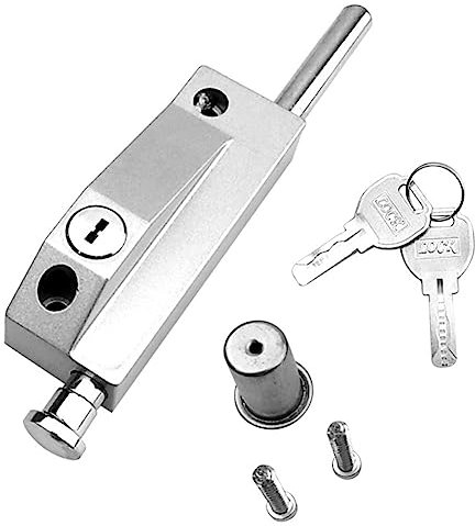 Agwuoetr Turnstile Lock Sliding Door Lock for Window Glass Patio Doors Silver Auxiliary Security Lock Glass Door Lock Mortise Lock