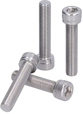 Edelstahl Sechskantschrauben M10x50, Feingewinde 1,25mm, DIN 912, 4 Stück, für Karosserieteile und Stoßstangen