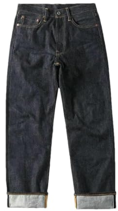 Herr Selvedge Style Raw Denim Jeans Manschett Rakt Ben Tungvikt Denim Byxor Heritage Arbetskläder Look Byxor, Mörk9 Blå L30, 48