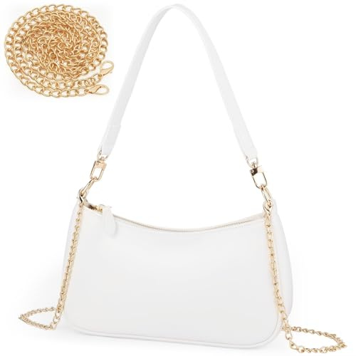 Aucuu Kleine Handtasche Damen, Clutch-Handtaschen mit Kette, Mini Hobo Bag, Retro Schultertasche für Damen, Kleine Umhängetasche mit Reißverschluss