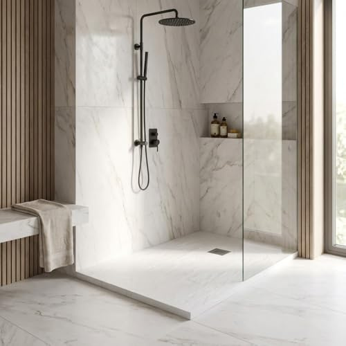 Piatto doccia in resina colore bianco 70x120 cm con griglia e piletta – Showey