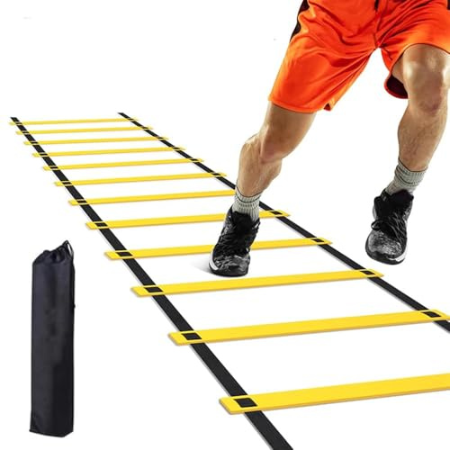 JUEYEEK Agility-Leiter, Geschwindigkeitsleiter, 6 m, 12 Sprossen, für Kinder und Erwachsene, Fußball, Geschwindigkeitstraining (8 m - 16 Sprossen)