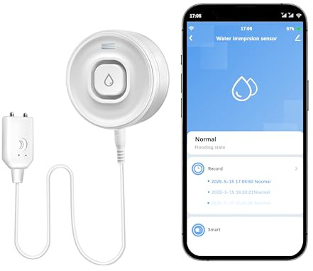 Wi-Fi-Wasserleckdetektor, 100 dB Einstellbarer Audioalarm-Sensor, empfindlicher Leck- und Tropfenalarm mit Remote E-Mail/APP-Benachrichtigung, geeignet für Zuhause und Keller