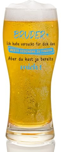 Joymaking Bierglas Geschenk Bruder, Geschenk für Bruder Weihnachten Geburtstag, Bierglas 460ml