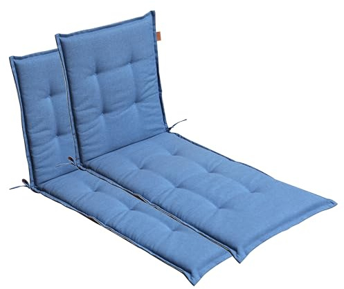 LILENO HOME Sonnenliege Auflage als [2er Set - Rollliege] in Blau | Gartenliegen Auflage perfekt für Strandliege - Polster für Gartenliege (188x60x5cm) BAR