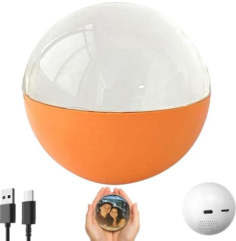 Reproductor de video con bola de cristal 3D, esfera iluminada con pantalla digital y videos y fotos personalizados para subir, reproductor de video con bolas de cristal(Orange)