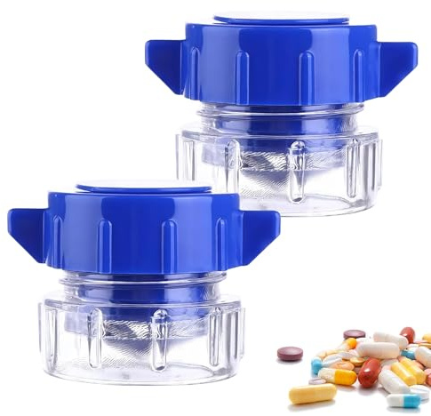 LUMOOM 2 Stück Tablettenmörser Klein, tabletten zerkleinern, Tablettenzerkleinerer mit Pillenfach, Pillen Zerkleinern, Tablettencrusher & Pillenmörser