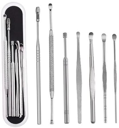 Beatifufu 7pcs Stainless Steel Earwax Removal Tool Set for Adults Double-Ended Scoop Spoon Cleaner for Safe and Wax Removal Medical-Grade Ear Cleaning Kit