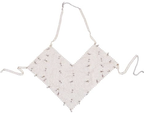 Andningsbar linne stilar kroppskedja klar design kroppskedja tillbehör med pärlor accent för eleganta damer fashionabla linnen topp, L, enligt beskrivningen, enligt beskrivningen