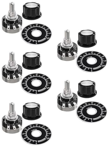 5 Sets RV24YN20S B103 10K Ohm Single Turn Carbon Film Rotary Potentiometer with A03 Knob and 0-100 for dial for Electronic Projects