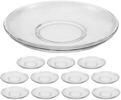 OSOLADY 12 mini piattini da antipasto in vetro trasparente - 13,4 cm di diametro - Piattini decorativi per frutta, dessert, insalata e antipasti.