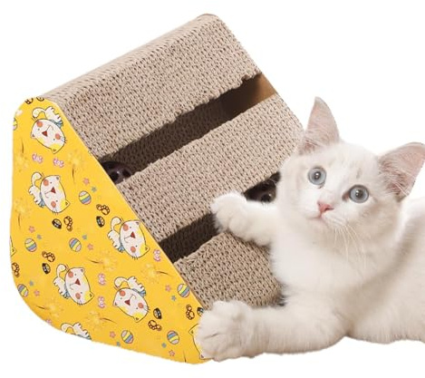 Generisch Rascador para gatos – Rampa de cartón para rascar | rampa de cartón ondulado, tabla interactiva para rascar con campana para gatos, del estrés, protección de musgo, cuidado de g