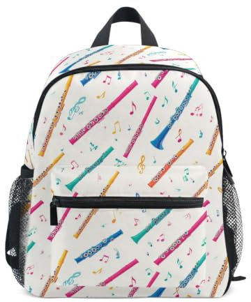 Kcldeci Sac à dos pour filles et garçons - Flûte colorée et notes de musique - Sac d'école maternelle - S-M, Flûte colorée et notes de musique, M, Sac à dos daypack