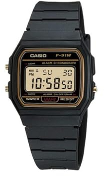Casio Digital Watch with Black Resin Strap (F91WG-9QDF)