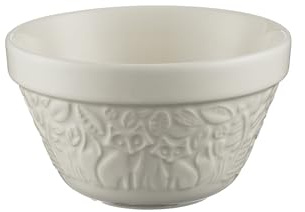 Mason Cash in The Forest Fox Pudding Basin 16cm S36 | Cream Stoneware Steaming Bowl with Protruding Rim & Embossed Woodland Design