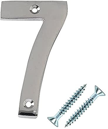 Merriway BH03006 Polished Chrome Screw-On House Flat Gate Post Numeral 50 mm (2 Inch) Number 7