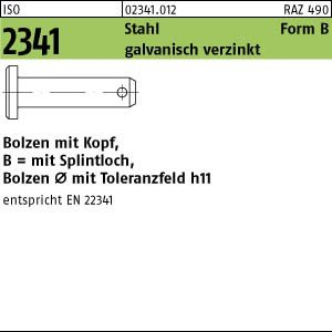 1 Bolzen mit Kopf ISO 2341 Stahl B 20 h11x40x32 verzinkt