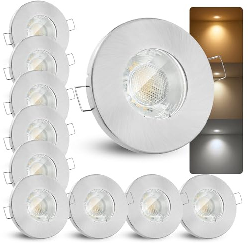 linovum 10x Einbaustrahler Set 6W flach IP65 mit Wasserschutz für Bad, Dusche oder Außen inkl. GU10 LED LumiFLEX Lichtfarbe warm/neutral/kalt