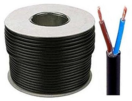 Black 3182Y 2 Core 1mm 10 Amp PVC Flexible Cable Cut to Length Flex (1 Meter)