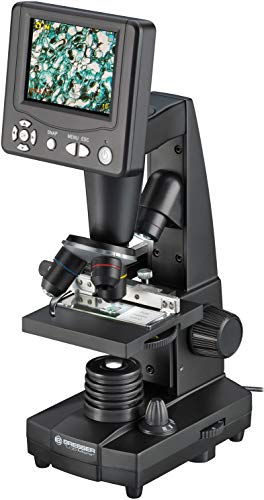 Bresser Durchlicht und Auflicht LCD-Mikroskop 50x-500x, (2000x digital), 5 Megapixel Sensor und 8,9 cm (3.5) Display, inklusive Kreuztisch, SD Karten Anschluss und umfangreichem Zubehör