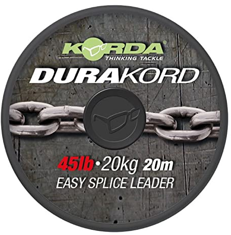 Korda Dura-Kord Dyneema Spliceable Leader 20,4kg 20m Mattbraun, Spleißbares Karpfen Leader aus Dyneema und Polyester, Extrem Abriebfestes Sinking Vorfachmaterial für Snag Fishing