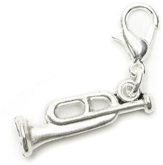 Miniblings Trompete Charm Trompeterin Musik mini silber versilbert | Kleiner Anhänger zum Kombinieren, aus Berlin, in kleiner Serie hergestellt