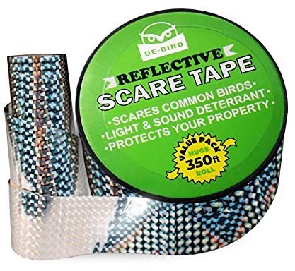 De-Bird Bird Repellent Scare Tape - Keep Away Pigeons, Ducks, Crows and More - Deterrent Works with Netting And Spikes (350)