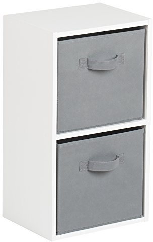 Hartleys 2 Tier White Cube Unit - Grey Storage Boxes