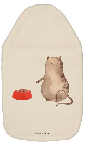 Mr. & Mrs. Panda Wärmflasche Katze Fressen - Geschenk, Katzendeko, Wärmflasche mit Bezug, Bettflasche, Kleine Wärmflasche, Katzenmotiv, Körnerkissen,