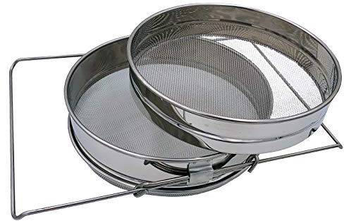 Honey Stainless Steel Strainer Double Sieve, Bee Keeping Equipment Filter with Extendable Arms