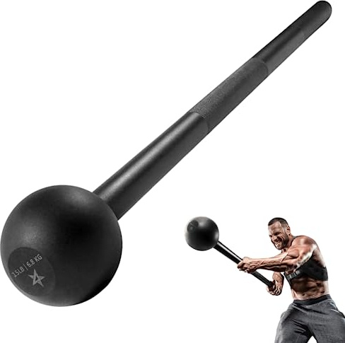 Yes4All Steel Mace Bell for Strength Training, Shoulder, Grips & Forearms Workouts - 15 Pounds