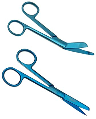 Krankenschwester Scheren Set MIT GRAVUR - Verbandschere Krankenschwester - Krankenschwester Zubehör - Krankenschwester Geschenk - Edelstahl Scharf - Abgerundete Spitze (Plasma Blue)
