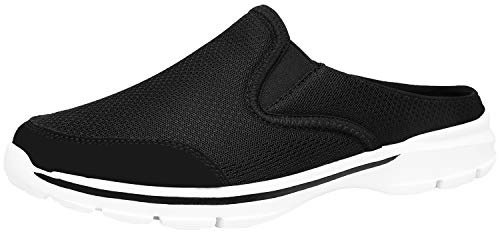 ChayChax Zapatillas de Estar por Casa para Mujer Hombre Zuecos Cómodos Suave Pantuflas de Interior Exterior Antideslizante Ligero Planos Zapatos de Casa, Blanco Negro, 44 EU