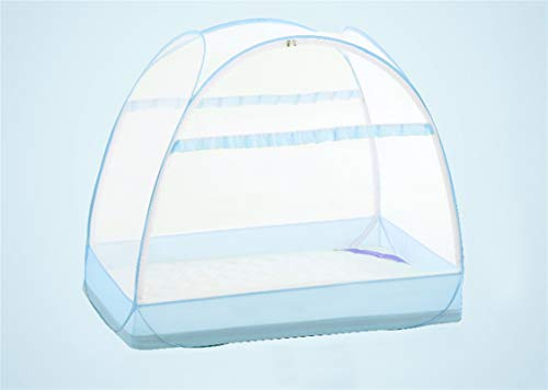 Liveinu Moskitonetz Bett Baldachin Pop Up Faltbare Doppelte Tür Anti Mosquito Bites Fliegennetz Bett Anti Insektenschutz Doppelbett Moskitonetz Babybett Blau 120x65x100cm