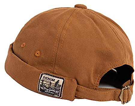 FUYAO Kinder-Docker-Kappe, Vintage-Stil, für Kinder, Kleinkinder, gerollte Manschette, randlos, Matrosenmütze, Beanie, Hiphop-Schädelmütze für 2–6 Jahre, Jungen und Mädchen, braun, 2-6 Years