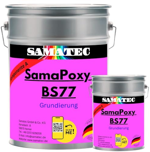 Bodenbeschichtung Bodengrundierung Bodenvorbereitung Primer für Garagenboden, Keller, Werkstätten und Hallenboden - SamaPoxy BS77 (10 Kg für 50m²)