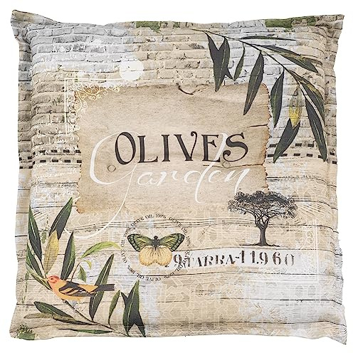 Möbel Jack Hockerauflage Stuhlkissen Sitzkissen Sitzpolster Gartenstuhlauflage | 50 x 50 x 8 cm | Grün | Olivenblättermotiv | Baumwolle