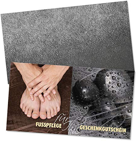 GESCHENKGUTSCHEINcom by POS-HAUER. Gutschein-Set. 50x Gutschein + Kuvert. Für Fußpflege blanko zum selber Ausfüllen.