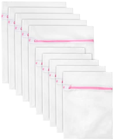 QWORK® 10 stycken tvättpåsar tvättnät för tvättmaskin med tillförlitlig stängning (30 x 40 cm, 40 x 50 cm)
