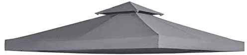 PJDDP 10' X 10'/3x3M Gazebo Canopy Top Replacement, Double Tier Garden Canopy Yard Patio Gazebo Top Cover Pavilion Cover with Air Vent, Waterproof Outdoor Grill Shelter Canopy Top,Grey