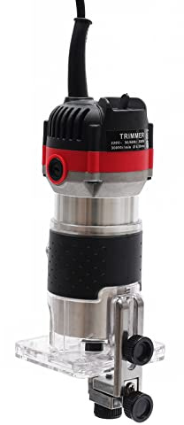 Fresadora eléctrica de madera, 220 V, 1/4 pulgadas, 800 W, con base fija, multifresadora para laminados, fresadora manual con guía de bordes base transparente
