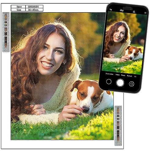 Souarts Personalisiert Diamond Painting Eigenes Foto, 5D Diamant Painting Bilder Selbst Gestalten, Diamant Malerei Selbst Gestalten Erwachsene Kinder Geschenk Home Decor 50x70cm