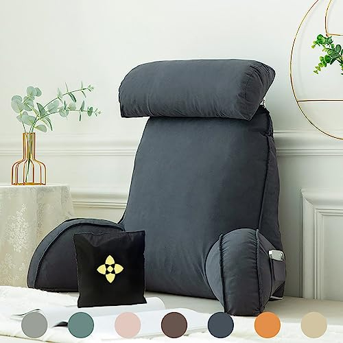 CCTSA Rückenkissen für Bett mit Waschbarer Bezug,Bett Rückenlehne Lesekissen,Bettruhekissen/Rückenlehnenkissen Bett mit Tasche,Lesekissen für Bett,Rückenstütze Bett zum Lesen,Fernsehen